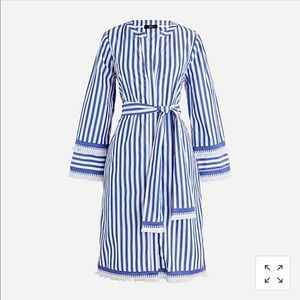 Petite belted cotton poplin tunic in stripe